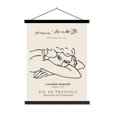 Produktbild von MuchoWow® Textilposter Matisse - Frau - Porträt - Strichzeichnung 40x53 cm mit schwarzem Rahmen - Abbildung
