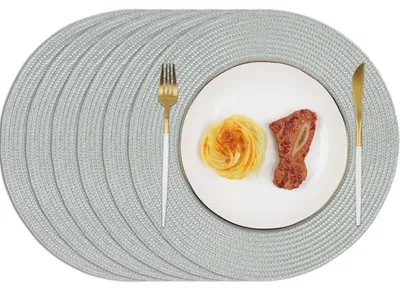 Productafbeelding van Ronde placemats, grijs, set van 6, hittebestendig, wasbaar, 34 cm, polypropyleen