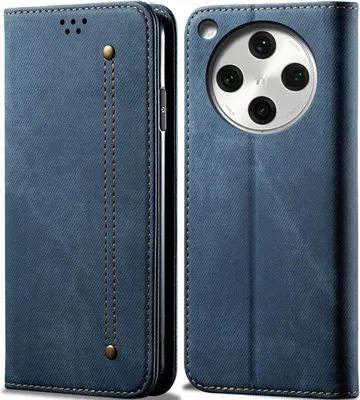 Produktbild von Hülle für Oppo Find X8S Leder Brieftasche Flip Bookstyle Schutzhülle mit Standfunktion Blau