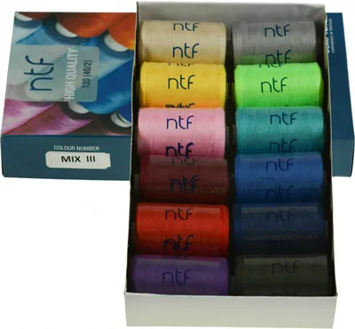 Produktbild von 12 Spulen 40/2 Nähgarn Polyester 120er á 1000m Allesnäher Sortiment Farbwahl, Farbe:Farbmix 3