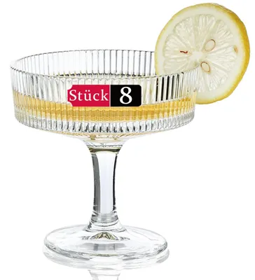 8 geriffelte Cocktailgläser, Martini-Gläser, 20 cl, Vintage-Stil