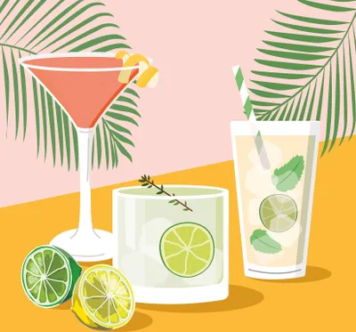 Produktbild von 20 Servietten Drinks - Auswahl an Cocktails 33x33cm