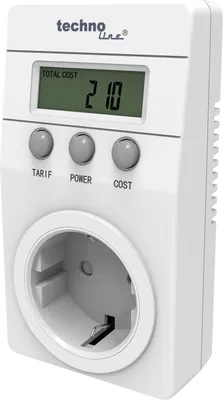 Produktbild von Energiekostenmessgerät, zeigt Verbrauch an und errechnet die Kosten, Weiß, 119 x 80 x 63 mm