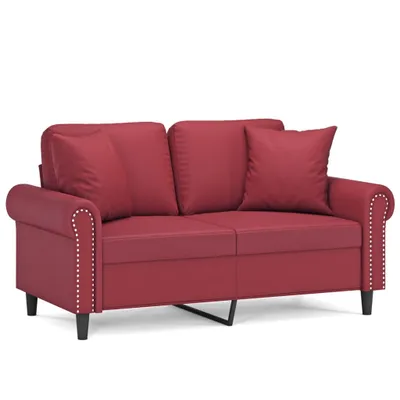 Produktbild von 2-Sitzer-Sofa mit Zierkissen Weinrot 120 cm Kunstleder