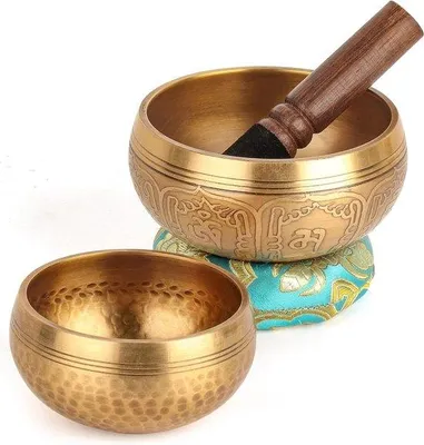 Imagen del producto de Juego de cuencos tibetanos Famanu para meditación - 2 unidades (10 cm + 8 cm)