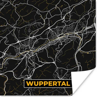 Produktbild von MuchoWow® Poster Wuppertal - Gold - Karte - Stadtplan - Deutschland 100x100 cm - Babyzimmer