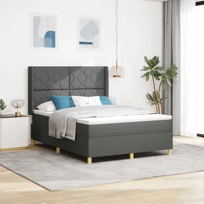 Zdjęcie produktu dla Łóżko sprężynowe z materacem ciemnoszary 140 x 200 cm tkanina