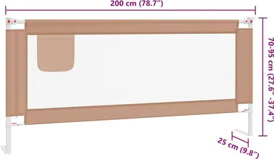 Produktbild von vidaXL Kleinkind-Bettschutzgitter Taupe 200x25 cm Stoff