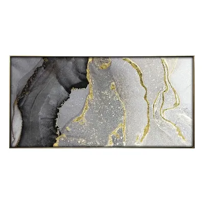Produktbild von ArtUniverse Glasbild Abstrakt In Grau Und Gold I 70 x 140 cm