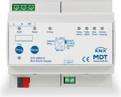 Image de Alimentation électrique MDT KNX avec fonction de diagnostic 960 mA REG, 1 pièce.