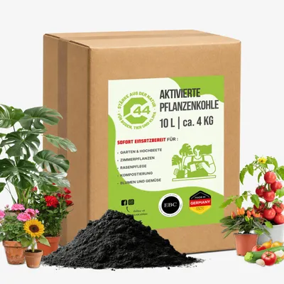Produktbild von Pflanzenkohle für Garten & Hochbeet - 10L | EBC-e Körnung 0-8mm | Biochar Bodenverbesserer für Terra Preta, Tomaten, Rosen | C44-Zittau