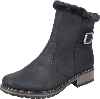Produktbild von Rieker Damen Stiefelette warm gefüttert Zierschnalle kuscheliger Schaftrand Z6862, Größe:40 EU, Farbe:Schwarz