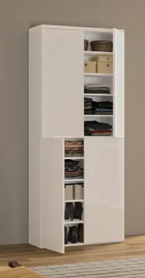 Produktbild von MUNDI Schuhschrank Weiß Hochglanz mit 4 Türen und 16 Fachböden