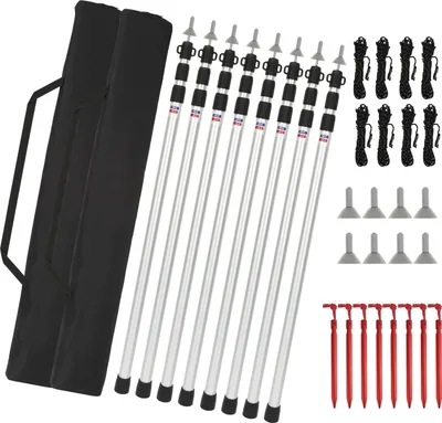 Zdjęcie produktu dla Clanmacy – zestaw 8 teleskopowych tyczek aluminiowych do namiotu, 87,5–234,5 cm – tyczki do namiotu kempingowego, namiotu plażowego, markizy, schroniska, kempingu, wędrówek