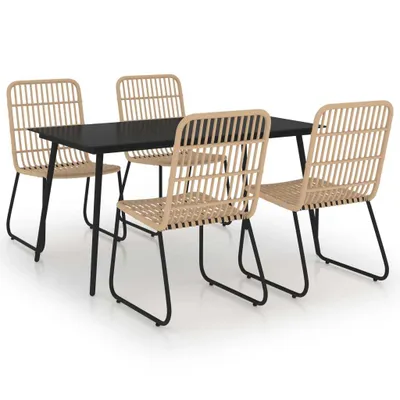 Produktbild von vidaXL 5-tlg. Garten-Essgruppe Poly Rattan und Glas