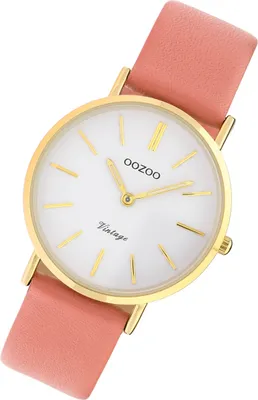 Produktbild von Oozoo Armbanduhr rosa Leder C9977 Vintage Series Damen Analog-Quarzuhr UOC9977