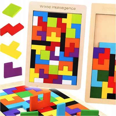 Produktbild von Drobiazgarnia Holzbausteine Puzzle Lernspielzeug Tetris 40 Teile