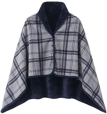Imagen del producto de Poncho de forro polar cálido con botones