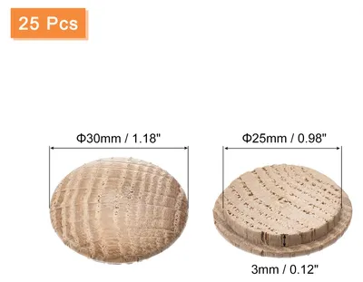 Produktbild von Holzstopfen, 25 Stš¹ck 30 x 25 mm - Eichenholz-Knopfstopfen, Schraubenlochabdeckungen, dekorative Holzabdeckung fš¹r Treppenstš¹hle, M?bel und Holzarbeiten