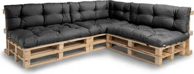Produktbild von Palettenkissen, Gartensofakissen, Sitzkissen, N_PPI (3x Set Sitzkissen 120x80 + Rückenlehne 120x40, Dunkelgrau)