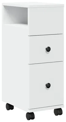 Produktbild von vidaXL Badschrank Schmal mit Rollen Weiß Holzwerkstoff