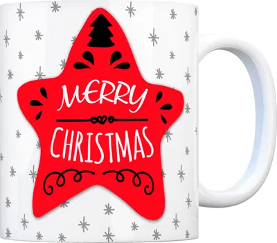 Produktbild von Kaffeebecher mit Weihnachtsstern Motiv und Spruch: Merry Christmas Kaffeetasse