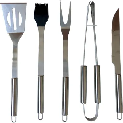 Image de FIELDMANN FZG 9016 Set d'ustensiles pour grillades 5pcs, spatule, fourchette, couteau, pince, brosse