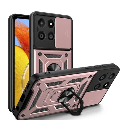 Produktbild von Outdoor Panzer Hülle Honor X6B Handyhülle mit Slide Kameraschutz Ringhalter Rosegold