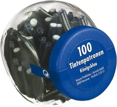 Produktbild von 100 Füllerpatronen / Tintenpatronen / im Glas / königsblau