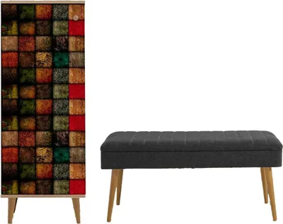 Produktbild von Eingangsmöbel Baham, Moderner Eingang, Wandgarderobe, Multifunktions-Aufbewahrungskonsole, 50x38h135 cm, Eiche und Anthrazit