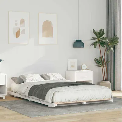 Image de Maison Exclusive - Cadre de lit blanc 140 x 190 cm Bois de pin massif