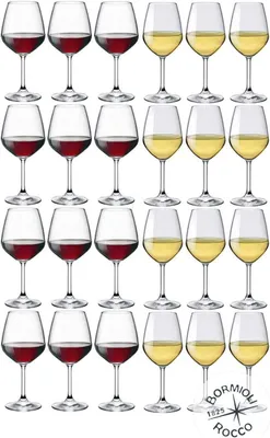 12er-Glasset: 6 Rotwein 53 cl + 6 Weißwein 44 cl, Kristallglas