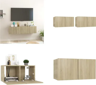 Produktbild von vidaXL TV Hängeschränke 2 Stk. Sonoma Eiche 60x30x30 cm - TV Schrank - TV Schränke - Fernsehmöbel - TV Möbel