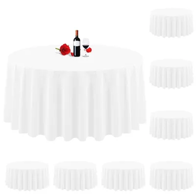 Produktbild von Tischdecken rund 8er-Pack 305 cm weiß Polyester knitterfrei waschbar