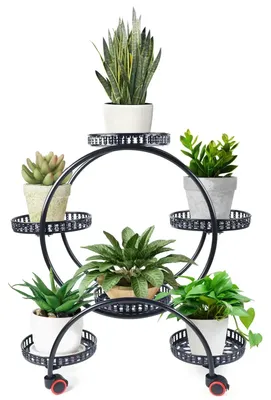 Produktbild von Pflanzenständer aus Metall - Blumenständer - 6 Ebenen - Für Innen- und Außenbereich - Freistehend - Schwarz