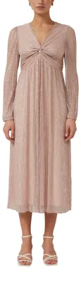 Produktbild von s.Oliver Damen Kleid – Plissee, V-Ausschnitt, Metallic-Effekt