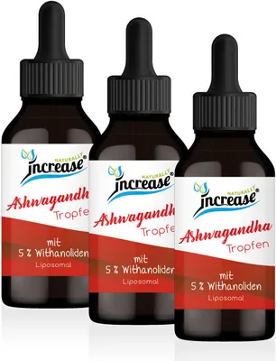 Produktbild von Nimm 3, zahl 2 Aktion Liposomale Ashwagandha Tropfen hochdosiert - Markenrohstoff KSM-66-2000mg pro Tag (180.000mg in 3 Flaschen)-mit 5% Withanoliden