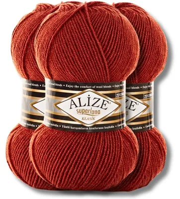 Imagen del producto de Alize 3x 100g Superlana Klasik, hilo de lana, color sólido, ideal para tejer a crochet o a dos agujas (color 36)