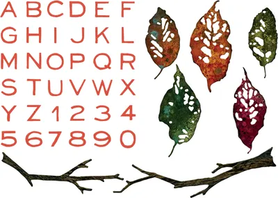 Produktbild von Sizzix Thinlits Stanzschablone "Leaves + Sticks by Tim Holtz"