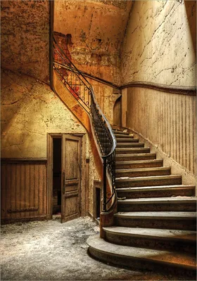 Produktbild von Wallario Poster - Rustikale Holztreppe, Kunstdruck Größe: 70 x 100 cm