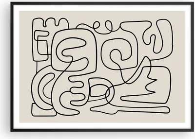 Produktbild von Gerahmtes Poster - Schwarzer Rahmen - Linien Figuren Formen - 100x70 cm - Wand Bild - Wanddeko - Wandbilder - Kunstposter - Wandposter - Bilderrahmen - Bilder - Kunstdruck - P2BAA100x70-5121