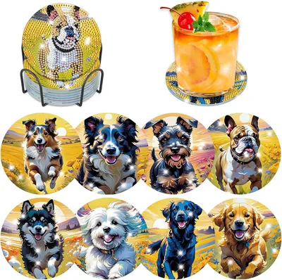 Produktbild von Diamond Painting Set für Erwachsene, Hund mit Unterstützung, 8 Stück, Kunststoff, farbig