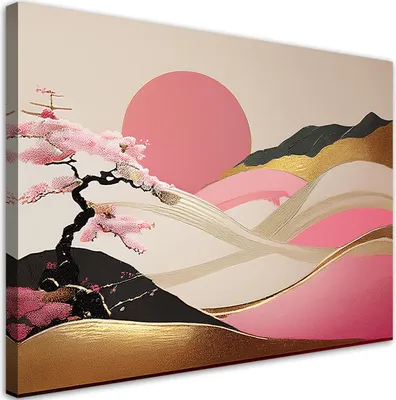 Produktbild von Leinwandbild Asiatische Landschaft Abstrakt 120x80 Feeby Rosa bild für die wand bereit zum aufhängen