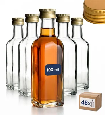 Image de Lot de 48 flacons en verre Maraska avec bouchon à vis, contenance 100 ml