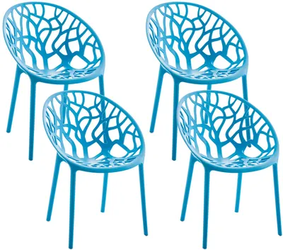 Produktbild von CLP 4er Set Gartenstühle Hope mit Lehne stapelbar wetterfest UV-beständig bis 150 kg blau