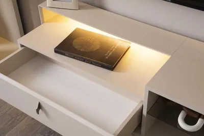 Obrázek produktu pro Televizní skříňka, moderní styl, béžová barva, útulný obývací pokoj, minimalistický