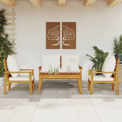 Zdjęcie produktu dla Maison Exclusive - 4-cz. zestaw wypoczynkowy do ogrodu, poduszki, drewno akacjowe