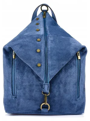 Imagen del producto de Mochila de cuero para mujer Vera Pelle W14, grande, elegante, color azul
