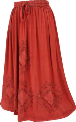 Produktbild von Bestickter Boho Hippierock, Indischer Maxirock - Rot/Design 9, Damen, Viskose, Röcke