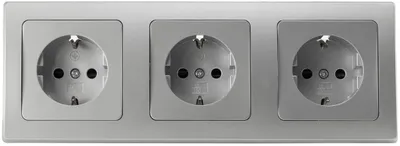 Immagine prodotto di ChiliTec DELPHI Set 3 prese + telaio a 3 vie 250V~/ 16A, attacco a spina, argento
